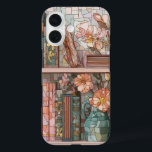 Coque Pour iPhone 16 Book Theme Stained Glass Phone Case<br><div class="desc">Introducing our stunning romantic floral aesthetic stained glass phone case, designed to add a touch of elegance and artistry to your device. This unique phone case is a perfect fit for the iPhone 16 Pro and iPhone 15 Pro Max, featuring a beautiful flower stained glass pattern that captures the essence...</div>