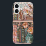 Coque Pour iPhone 16 Book Theme Stained Glass Phone Case<br><div class="desc">Introducing our stunning romantic floral aesthetic stained glass phone case, designed to add a touch of elegance and artistry to your device. This unique phone case is a perfect fit for the iPhone 16 Pro and iPhone 15 Pro Max, featuring a beautiful flower stained glass pattern that captures the essence...</div>