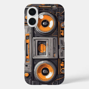 Coque Pour iPhone 16 Boombox du lecteur de cassette rétro-futuriste
