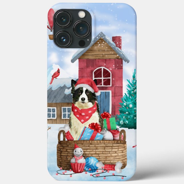 Coques Case-Mate iPhone Bordure Collie Chien dans la neige Maison de Chien (Verso)