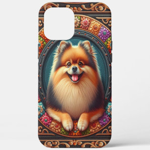 Case-Mate iPhone Case Bordure colorée florale de chien de Poméranie élég
