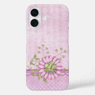 Coque Pour iPhone 16 Bordure florale rose