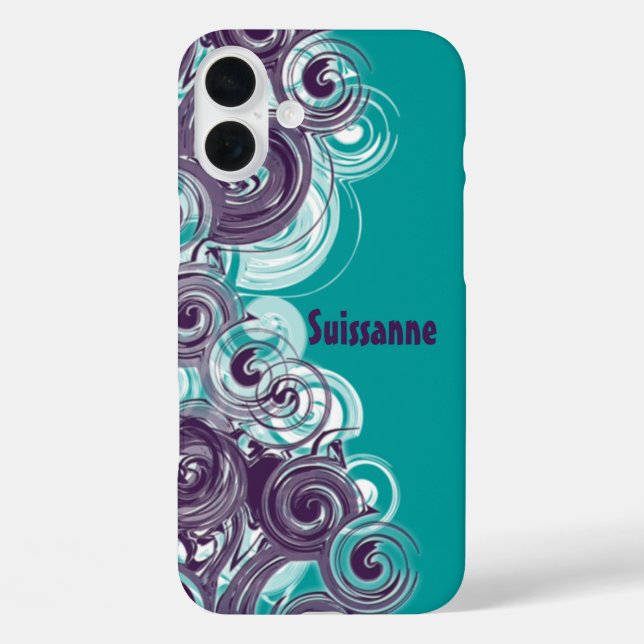 Coques Case-Mate iPhone Bordure spirale blanche et violette roulante (Verso)