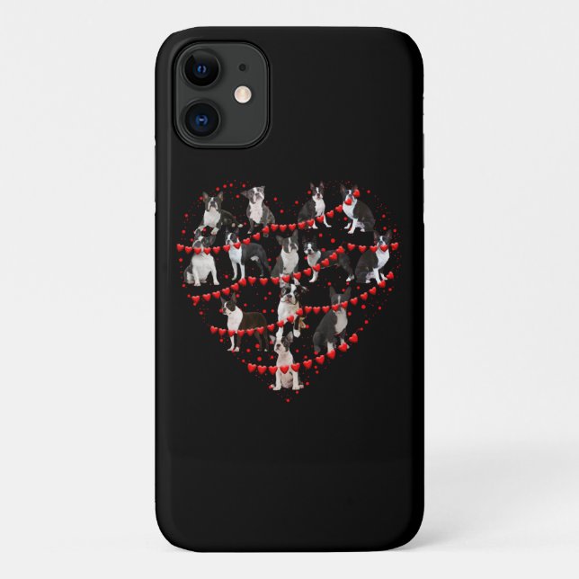 Coques Case-Mate iPhone Boston Terrier Valentine's Day Red Heart (Dos)