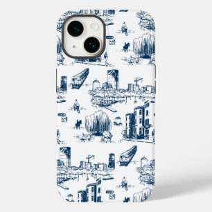 Coque Case-Mate iPhone Boston Toile Navy et White Phone Case