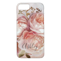 BOTANICAL FLORAL PEONY nom monogram