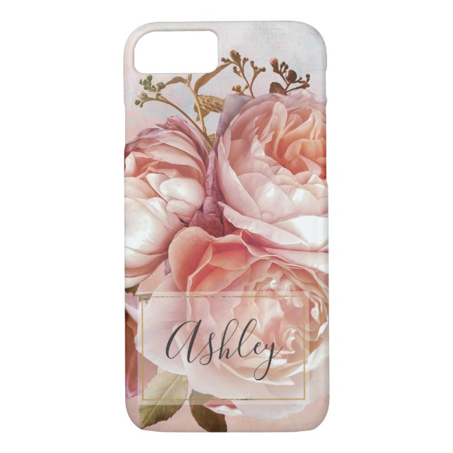 Coques Case-Mate iPhone BOTANICAL FLORAL PEONY nom monogram (Dos)