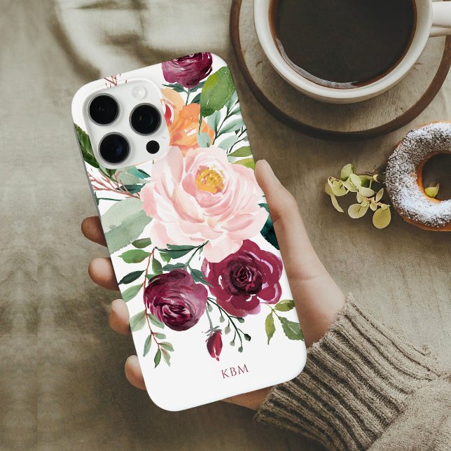 Coques Case-Mate iPhone Botanique Aquarelle Rustique avec Monogramme (Créateur téléchargé)
