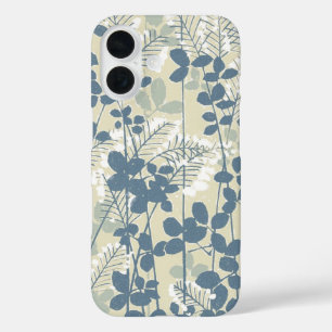 Coques iPhone 16 Botanique Bleu Japonais Vintage : Fougère à Feuill