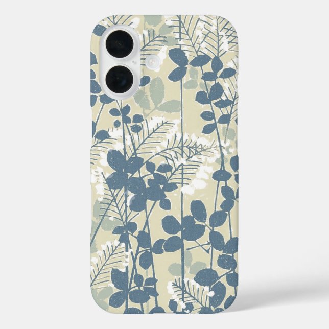 Coques Case-Mate iPhone Botanique Bleu Japonais Vintage : Fougère à Feuill (Verso)