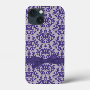 Coques Pour iPhone Botanique damassé violet gris