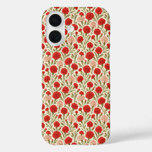 Coque Pour iPhone 16 Botanique esthétique carnation rouge florale