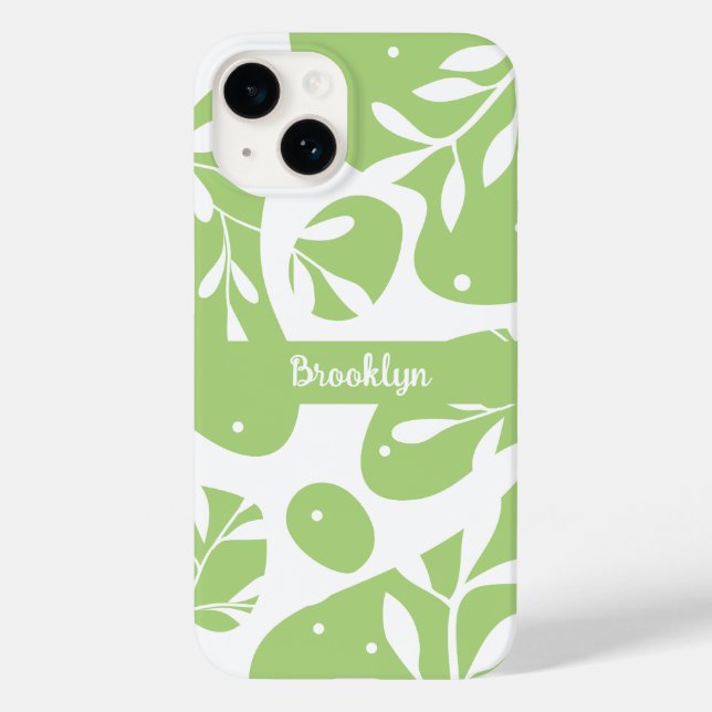 Coques Case-Mate iPhone Botanique Personnalisé Vert Menthe Abstrait (Verso)