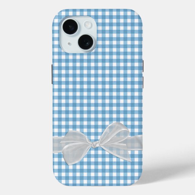 Coques Case-Mate iPhone Botte blanche sur En vichy bleu (Verso)