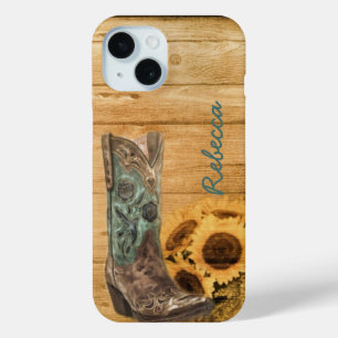 Coque Case-Mate iPhone Botte de cowboy tournesol Western Country patinée