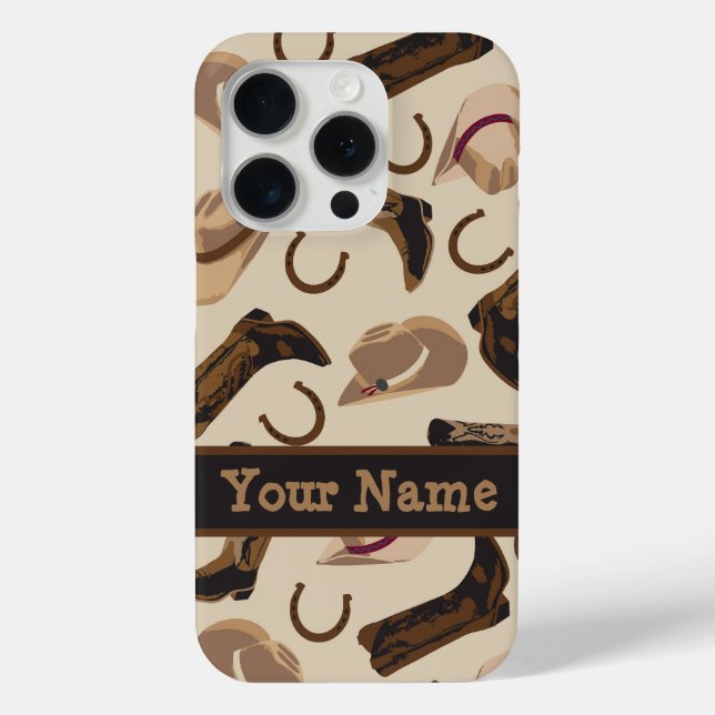 Coques Case-Mate iPhone Bottes Casquettes Western Cowboy Nom Beige Personn (Verso)