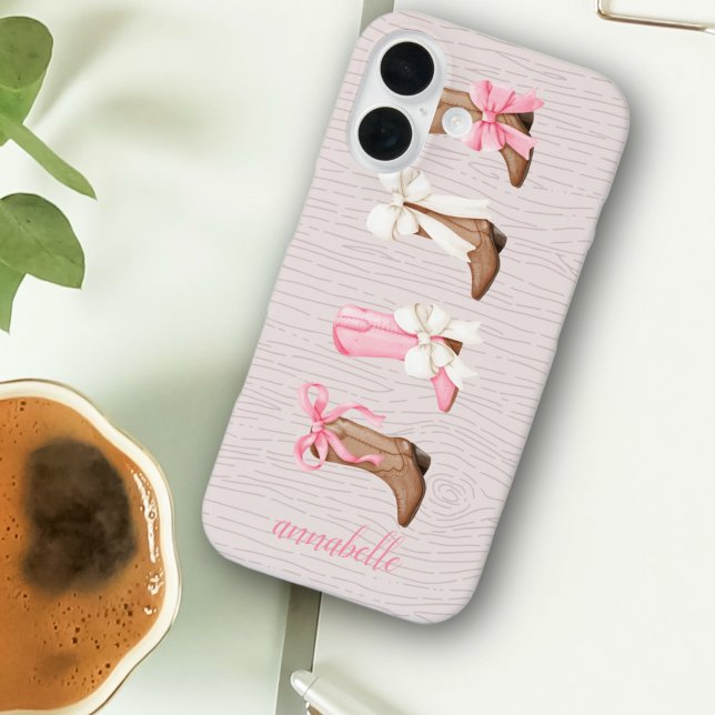 Coques Case-Mate iPhone Bottes de cowgirl Cute Coquette Personnalisées (Cute Coquette Cowgirl Boots Personalized iPhone Case)