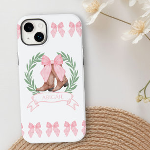 Coque Case-Mate iPhone Bottes de cowgirl et noeuds roses personnalisés