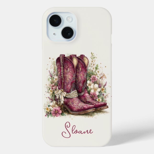 Coques Case-Mate iPhone Bottes Élégantes avec Monogramme de Fleurs (Verso)