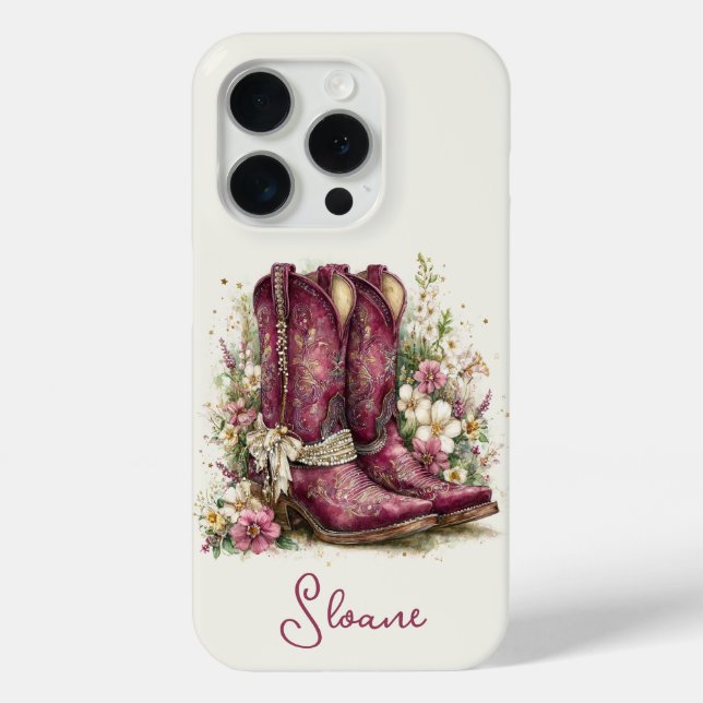 Coques Case-Mate iPhone Bottes Élégantes avec Monogramme de Fleurs (Verso)