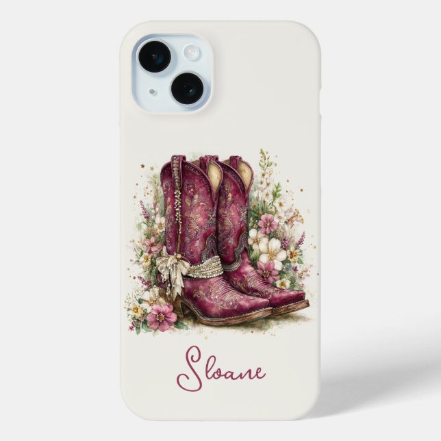 Coques Case-Mate iPhone Bottes Élégantes avec Monogramme de Fleurs (Verso)