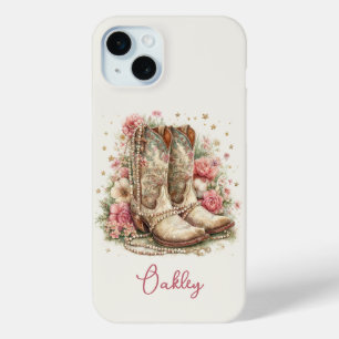 Coque Case-Mate iPhone Bottes élégantes de cowgirl avec monogramme de fle