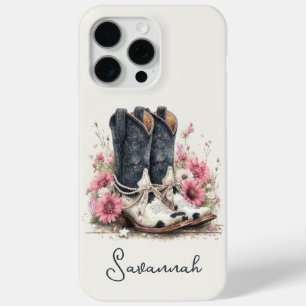 Coque Case-Mate iPhone Bottes élégantes en cuir de vache avec monogramme