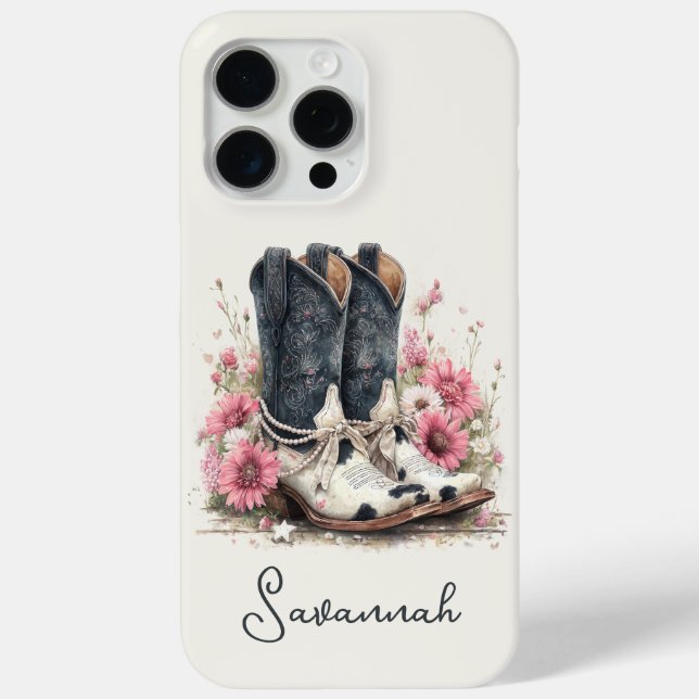 Coques Case-Mate iPhone Bottes élégantes en cuir de vache avec monogramme  (Verso)