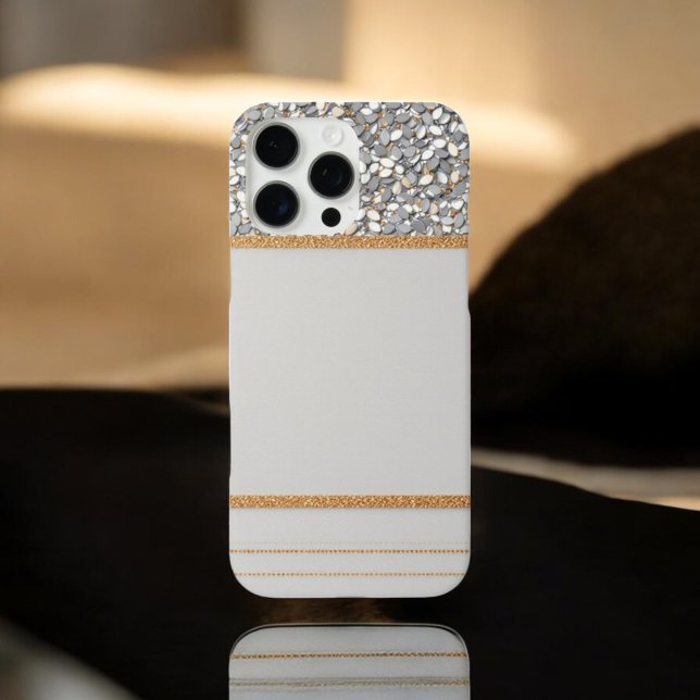 Coques Case-Mate iPhone Bouclier de Parties scintillant Gold et White Luxe (Créateur téléchargé)