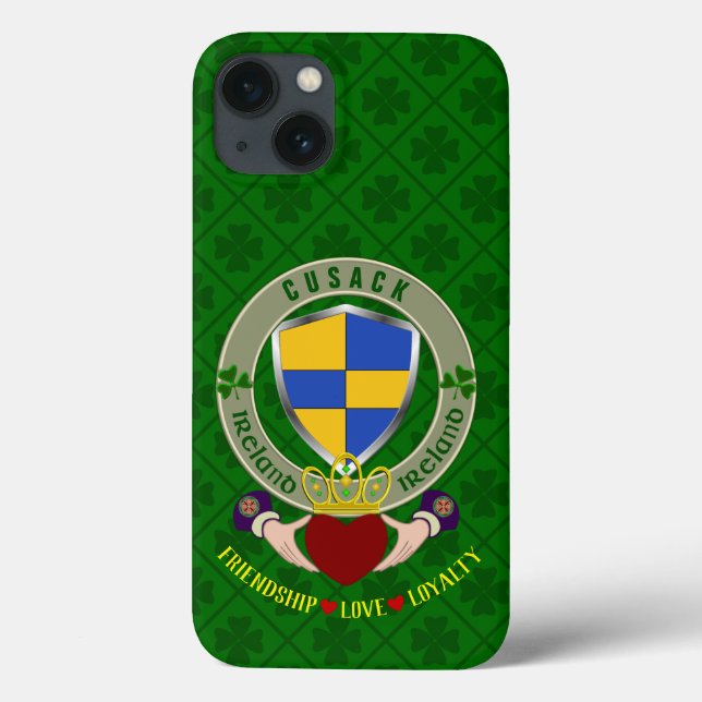 Coques Case-Mate iPhone Bouclier irlandais Cusack & Claddagh Personnalisé (Verso)