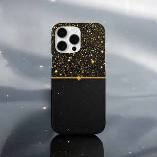 Coque iPhone 16 Pro Max Bouclier radiant (Parties scintillant - or - Cuir)