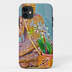 Coque iPhone 11 Bouddha aux orchidées blanches
