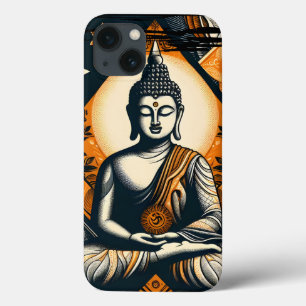 Case-Mate iPhone Case Bouddha de yoga en orange et noir