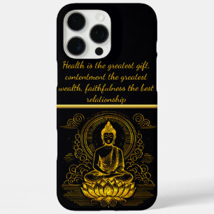 Coque iPhone 16 Pro Max Bouddha d'or assis à Lotus Pose.