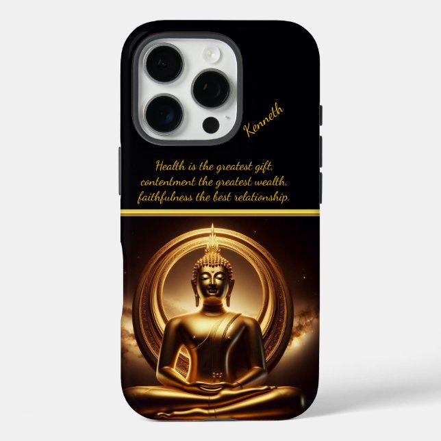 Coques Case-Mate iPhone Bouddha d'or en méditation sereine (Verso)