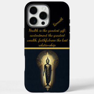 Coque iPhone 16 Pro Max Bouddha d'or en méditation sereine