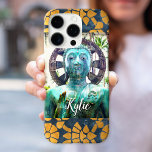 Coque iPhone 16 Pro Bouddha Turquoise Photo Bold Blue Gold Mosaic Nom<br><div class="desc">J'ai bien voulu découvrir cette statue de Bouddha asiatique dans un jardin hawaïen luxuriant, respirez la paix et la solitude. Prenez un moment pour vous détendre en utilisant ce boîtier de téléphone portable photo spécial. Un grand cadeau pour un ami spécial ! Il suffit de taper le nom de votre...</div>