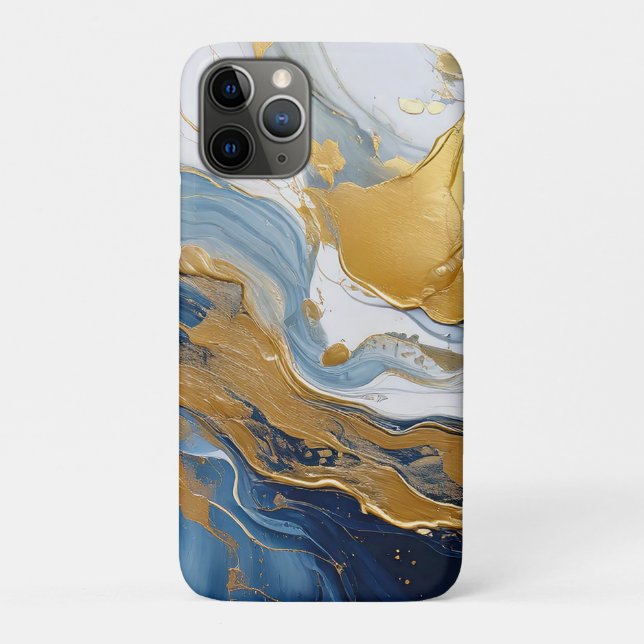Coques Case-Mate iPhone Bouffée en or et bleu (Dos)
