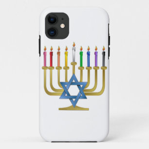 Etui iPhone Case-Mate Bougies arc-en-ciel de Hanukkah Menorah en or