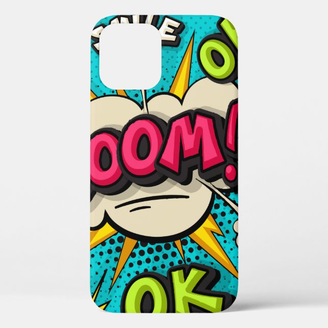 Coques Case-Mate iPhone Bouillonnante bulle de pop art. Souriez, wow, pow, (Verso)