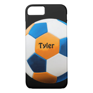 Case-Mate iPhone Case Boule de Football avec nom, Bleu et Orange,