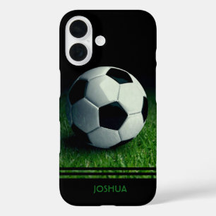 Coque Pour iPhone 16 Boule de football Nom personnalisé Football