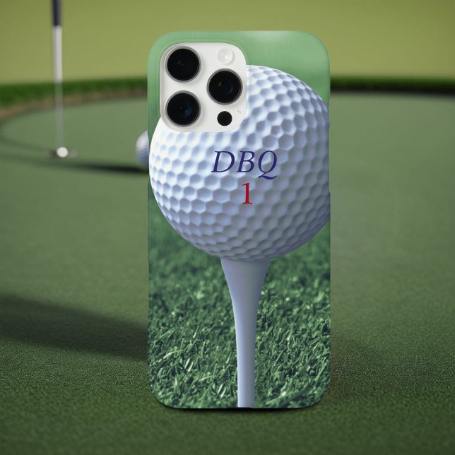 Coques Case-Mate iPhone Boule de golf sur le Monogramme Boîtier de télépho (A phone case for the golfer in your life (or yourself) Just add your initials and golf ball number)