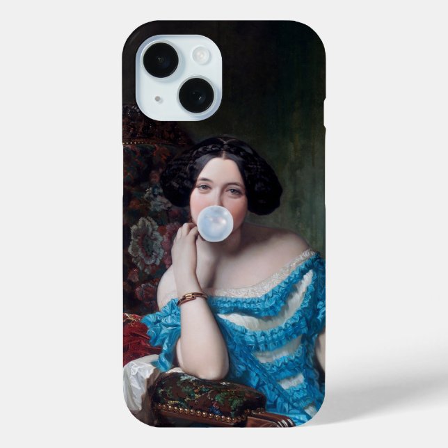 Coques Case-Mate iPhone Boule de gomme Diva en satin bleu (Verso)