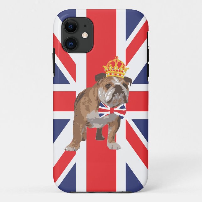 Coques Case-Mate iPhone Bouledogue anglais avec la couronne et la cravate (Dos)