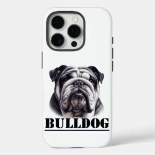 Coque iPhone 16 Pro Bouledogue en noir et blanc