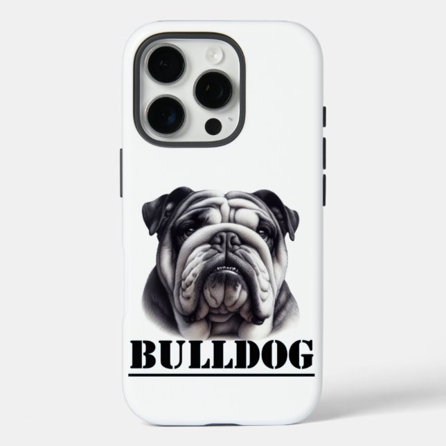 Coques Case-Mate iPhone Bouledogue en noir et blanc (Verso)