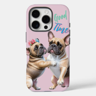 Coque iPhone 16 Pro Bouledogue français amoureux Saint-Valentin