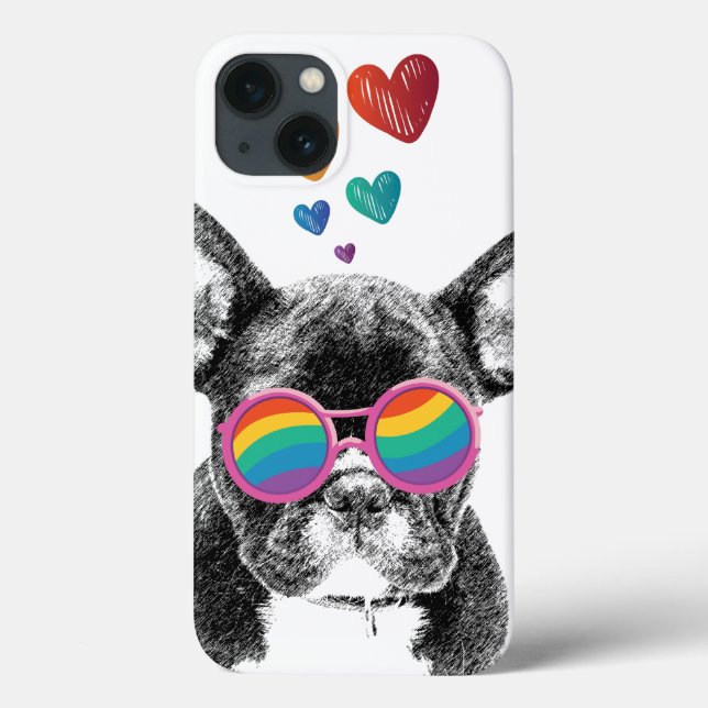 Coques Case-Mate iPhone Bouledogue français avec coeurs Saint-Valentin  (Verso)