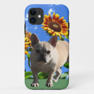 Coque iPhone 11 Bouledogue français avec des fleurs Bouledogue fra